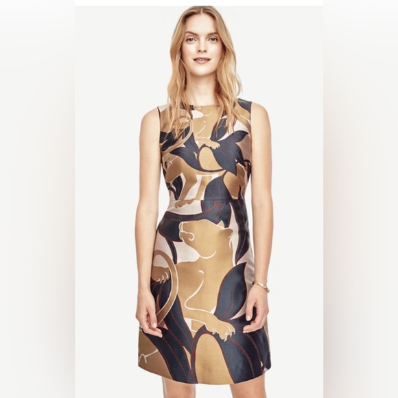 Ann Taylor Dresses & Skirts - Ann Taylor Jungle Cat Jaguar Sheath Sleeveless Dress - size 6